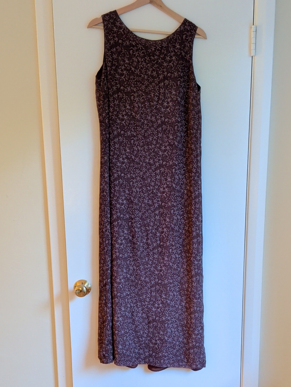 Silk Floral Maxi Dress in Deep Plum